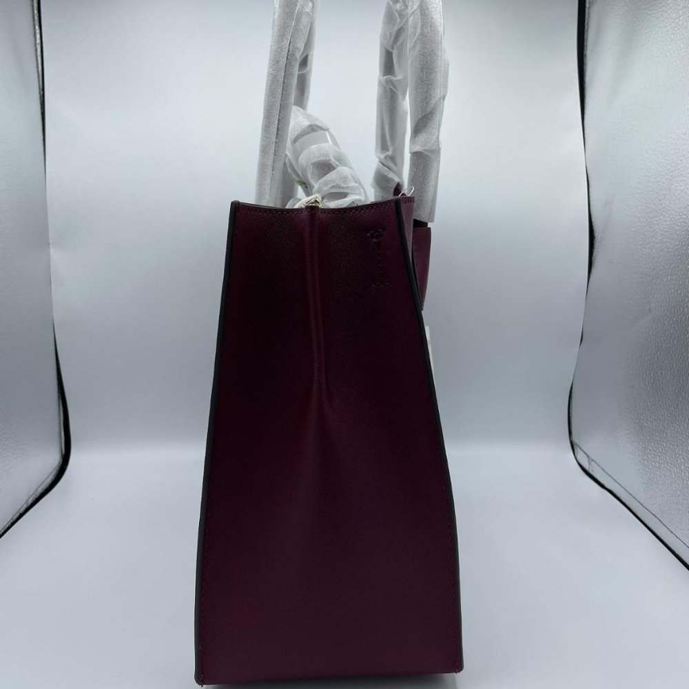 Michael Kors Mercer Dark Berry Large Saffiano Leather Tote Bag - Picture 4 of 9